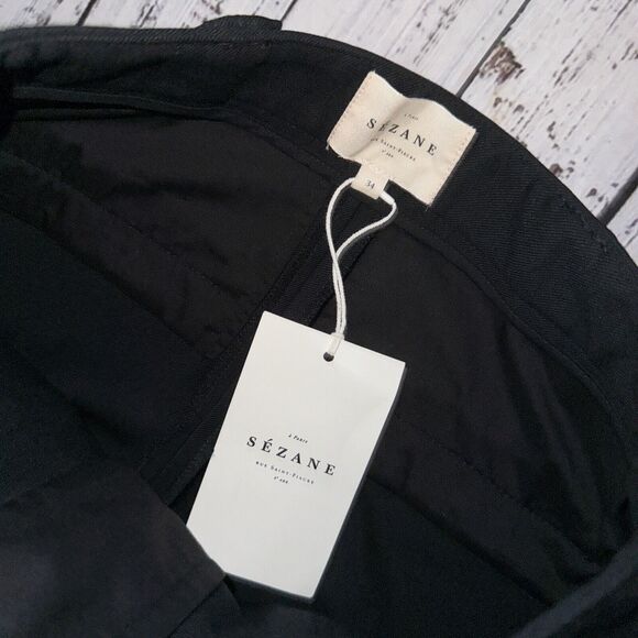 NEW Sezane Pantalon Chuck Noir Black Dress Pants Wide Leg Size 34 US2 - Picture 4 of 8